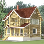 Проект небольшого деревянного 2-х этажного дома с 5 спальнями